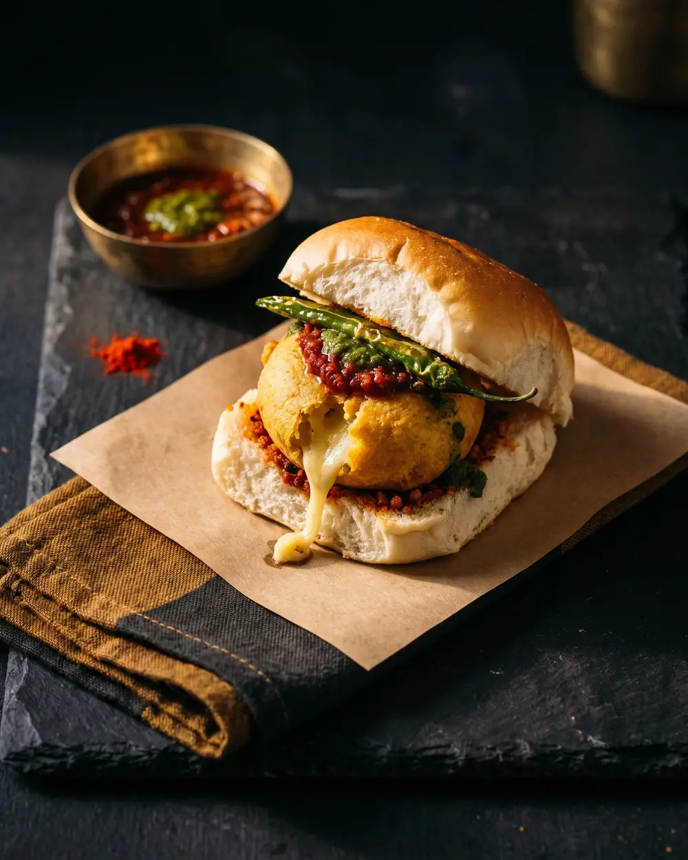 Masala Vada Pav with Cheese